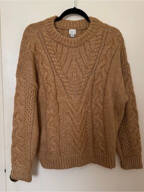 A New Day Cozy Camel Cable Knit Sweater size M